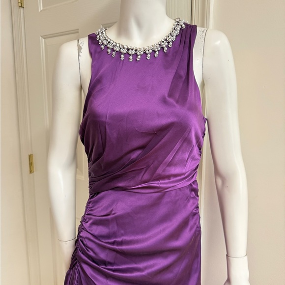 Cinq à Sept Satin Purple Midi Dress - Picture 9 of 12